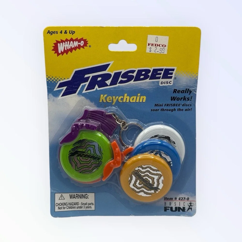Vintage 1998 Whamo-O Frisbee Disc Keychain‎ Basic Fun NIP